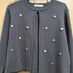 しまむら　ハートモチーフカーディガン　グレー Mサイズ