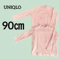 UNIQLO ユニクロ【90】ベビー ロンTリブ長袖Tシャツ ピンク 女の子