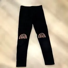 H&M 黒色スパッツ 6-7Y /ラメ刺繍付き/裏起毛付