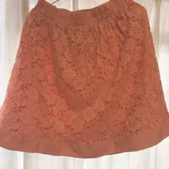 オレンジ レース フレアスカート