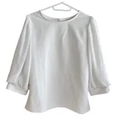chocol raffine robe カットソー　シアー　ボリューム袖　白