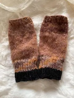 ウール100%！あったかハンドウォーマー ブラウン×ブラック