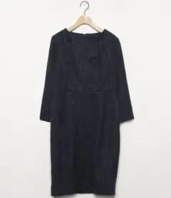 DRESS LAB 七分袖ワンピース ネイビー M きれいめ