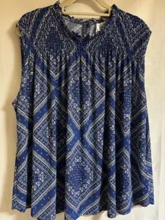 ノースリーブチュニック幾何学模様 ３Ｌ