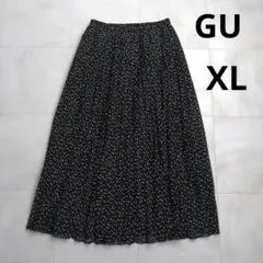 GU　プリーツロングスカート　XLサイズ　ブラック