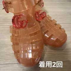 着用2回　GUCCI オレンジ PVC GGロゴ ストラップサンダル