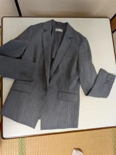 グレー ストライプ テーラードジャケット