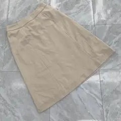 Aラインスカート ベージュポリエステル 混ストレッチ ミディアム丈 61