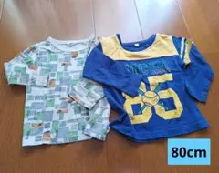 幾何学模様、野球柄 長袖Tシャツ 80cm