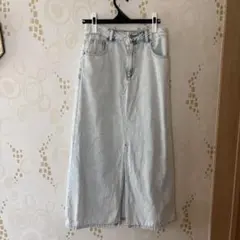 GUライトブルーデニムスリットタイトスカート