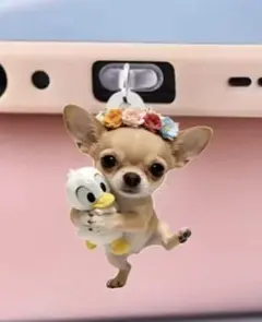 新作☆ チワワ クリーム ピンクスクーター キーホルダー キーチェーン