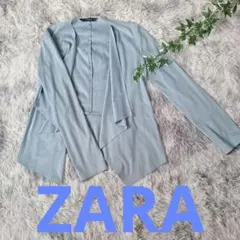 ZARA BASIC ノーカラージャケット　 Mサイズ ライトブルースエード調のサムネイル