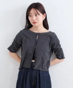 【Kastane】サーマルパフ半袖カーディガン ネイビーのサムネイル