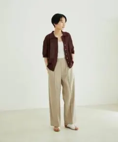 SALON adam et rope' ピンタックストレートイージーパンツ　S