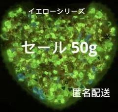 50gイエロー系ラインストーン蓄光花フレークアクリル蓄光石ホログラムMIXレジン