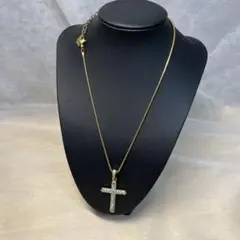 希少サイズ SWAROVSKI クロスネックレス パヴェ 約4cm 大ぶり 美品 