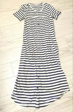 マタニティワンピース　授乳ワンピース　パジャマ　M 授乳口付き　マキシ丈