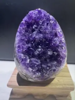 極高品質　帝王アメジストドーム 帝王アメジストジオード 置物 木の台座付き
