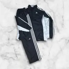 adidas ナイロンジャケット 上下セット 黒/白