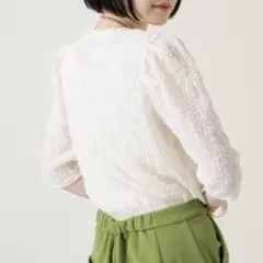 Kastane クラッシュジャガード5分袖プルオーバー Tシャツ