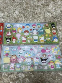 正規品　サンリオ キャラクターずかんシール 2種 ぷっくりシール ぷくぷくシール