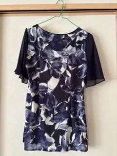 modify 花柄半袖チュニック　Lサイズ　ネイビー