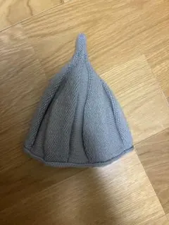 とんがり帽 ニット帽 キッズ ライトグレー ボア