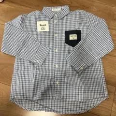 【新品未使用】BeBe 2025年チェック柄長袖シャツ 130cm
