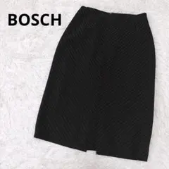 BOSCH ボッシュ 斜めストライプ柄 タイトスカート ブラック オフィス 膝丈のサムネイル