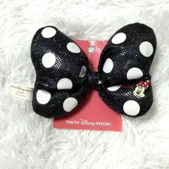 ディズニー ミニー リボン 大 ヘアゴム 水玉 黒 白 ブラック ラメのサムネイル