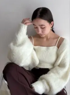 【美品】SNIDEL ファーライクアンサンブルニットプルオーバー