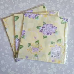 新品☆MITSUKOSHI ガーゼハンカチ〈二重袷〉紫陽花の絵柄　3枚セットのサムネイル