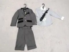 【美品】フォーマルスーツ 110 グレー ストライプ