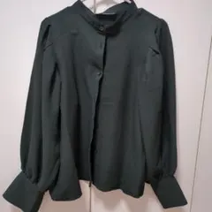 しまむらレディースOFALO ダークグリーン バルーン袖シャツ