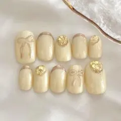 【現品販売】フレンチ/ゴールド/春ネイル