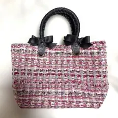 lecreative? レクリエイティブ　ツイードトートバッグ　ピンク系
