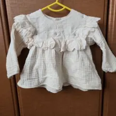 petit main アイボリー フリルTシャツ 80cm