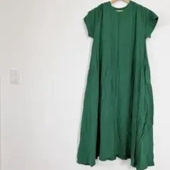 【美品】グリーン 緑 マキシワンピース M-L