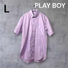 鬼 フェード ピグメント 後染め 加工 PLAYBOY パープル L ストライプのサムネイル