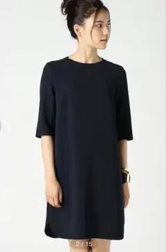 ドゥーズィエムクラス　muse トリアセジョーゼットワンピース 紺 ネイビーのサムネイル