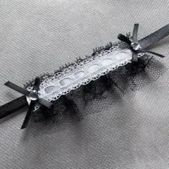 317 ぬいぐるみ用 ヘッドドレス 10cmぬい 黒 ハート ビジュー リボン