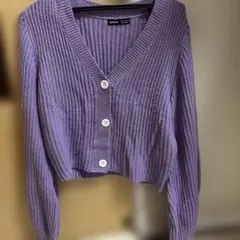 SHEIN パープル リブニット カーディガン