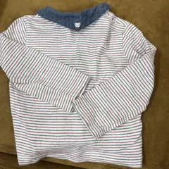 ファミリア　セーラー　ストライプ 長袖Tシャツ デニム襟 クマ刺繍
