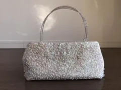 値下げ！　パーティーバッグ　白　ビーズ・スパンコール　未使用に近い