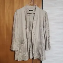 e.v.v ベージュ ノーカラージャケット