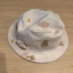 ジェラートピケ　ベビー帽子 くま ピンク