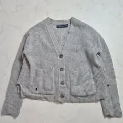 【現行 美品】ポロバイラルフローレン カシミヤ混 Vネック カーディガン グレー