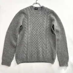 美品 ドルモア ケーブルニット Lサイズ セーター クルーネック ウール グレー