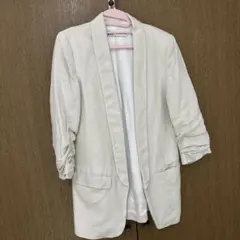 ZARA ホワイト テーラードジャケット リネン風