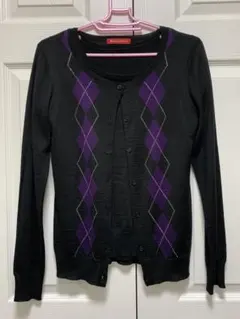 黒 アーガイル柄 カーディガン セット